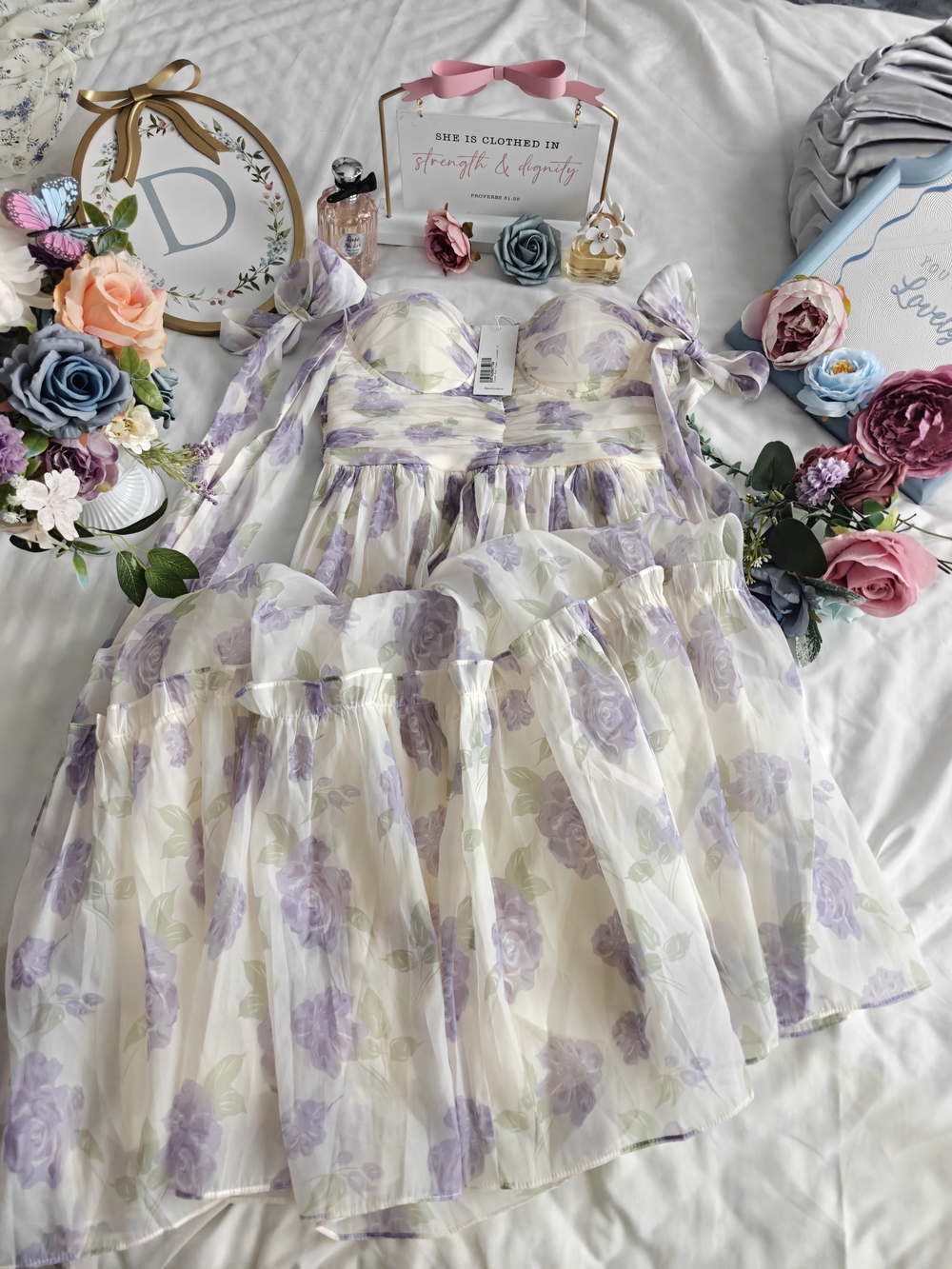 Lavender Floral Tie-Shoulder Maxi Dress - Picture 6 of 6